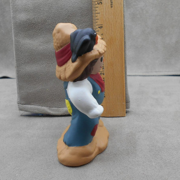Vintage Fall Scarecrow Boy w/Crow 4.5" Tall Ceramic Hand Painted - Picture 5 of 6
